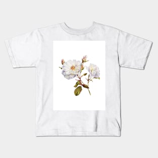 Watercolor botanical vintage Floral minimalist print- wild rose Kids T-Shirt